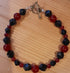 Gemstone Bracelet with Bronze Toggle Catch, Faceted Navy Goldstone, Round and Faceted Red Chalcedony,