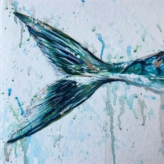 'Mack' Limited Edition, Fine Art, Giclee Prints Mackerel Painting Hand Finished With Silver Leaf