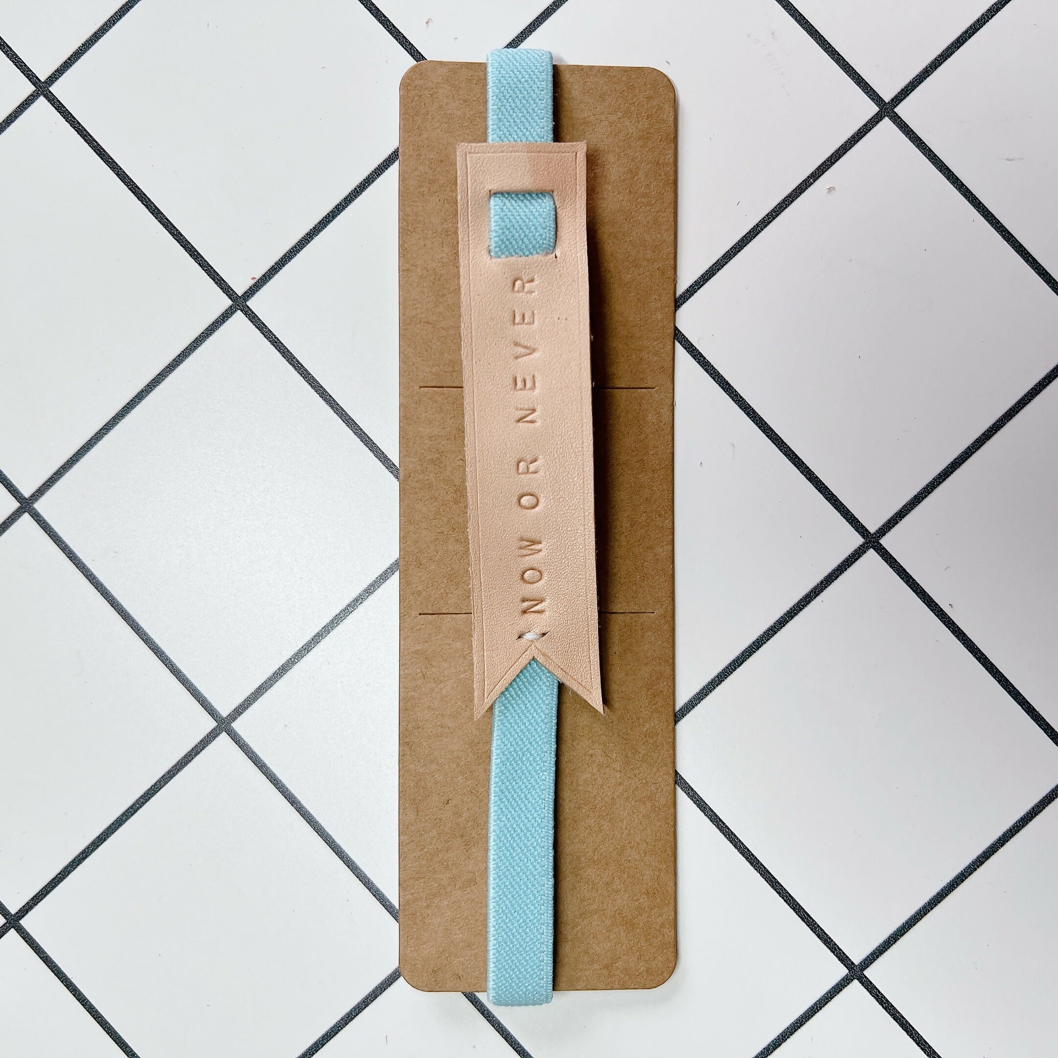 Rubber Strap Leather Elastic Bookmark - NOW OR NEVER