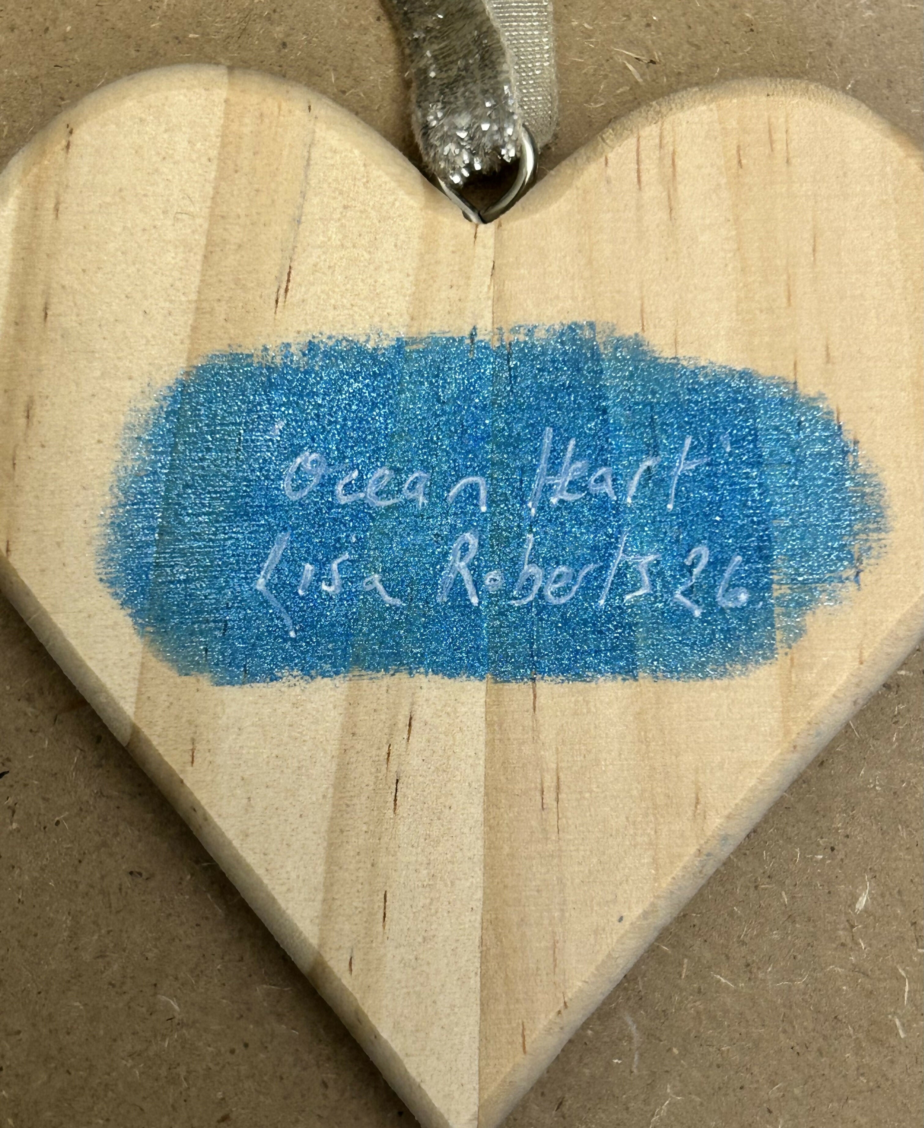 HAND PAINTED WOOD OCEAN HEART