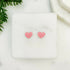 Pink Polka Dot Heart Stud Earrings