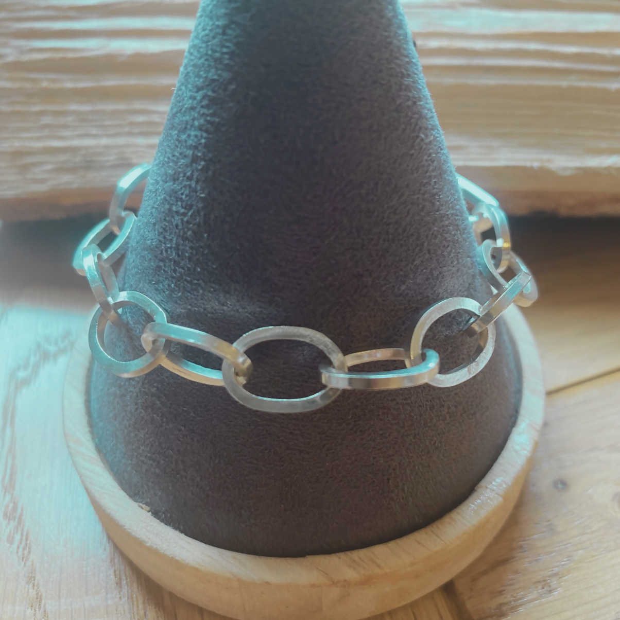 Sterling Silver Oval Linked Bracelet - adjustable 8 inches & hallmarked