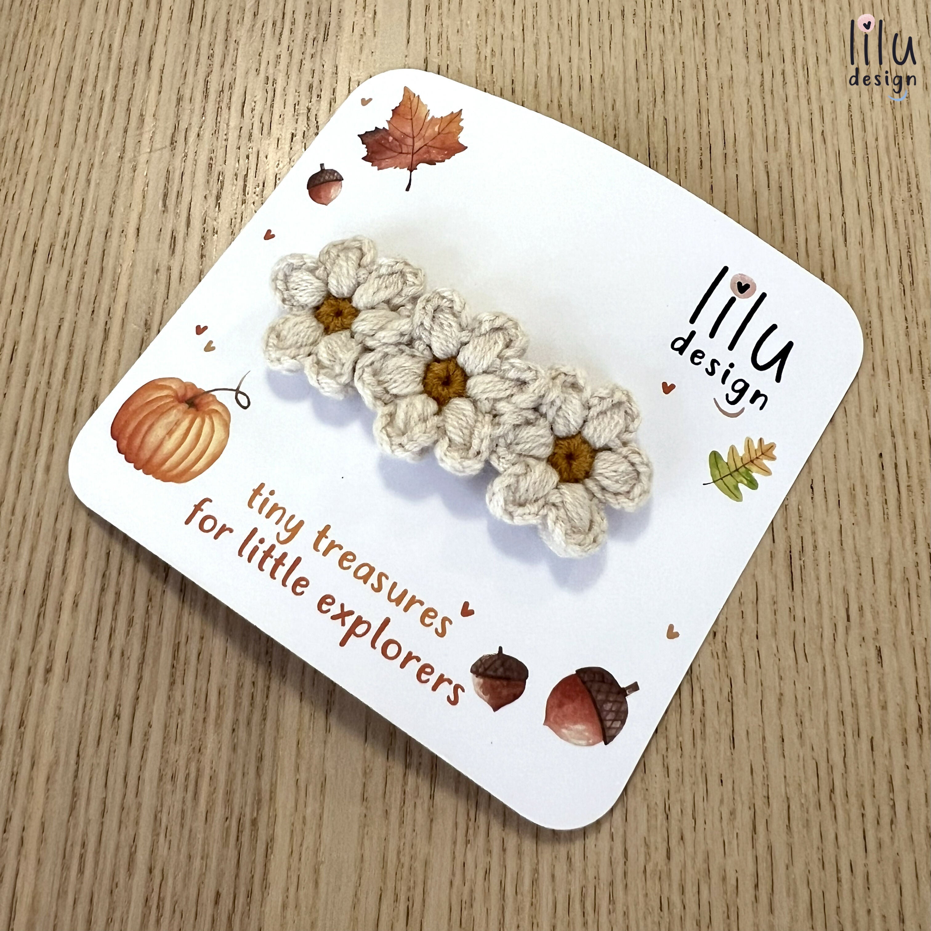 Crochet Hair Clip - Three Daisies