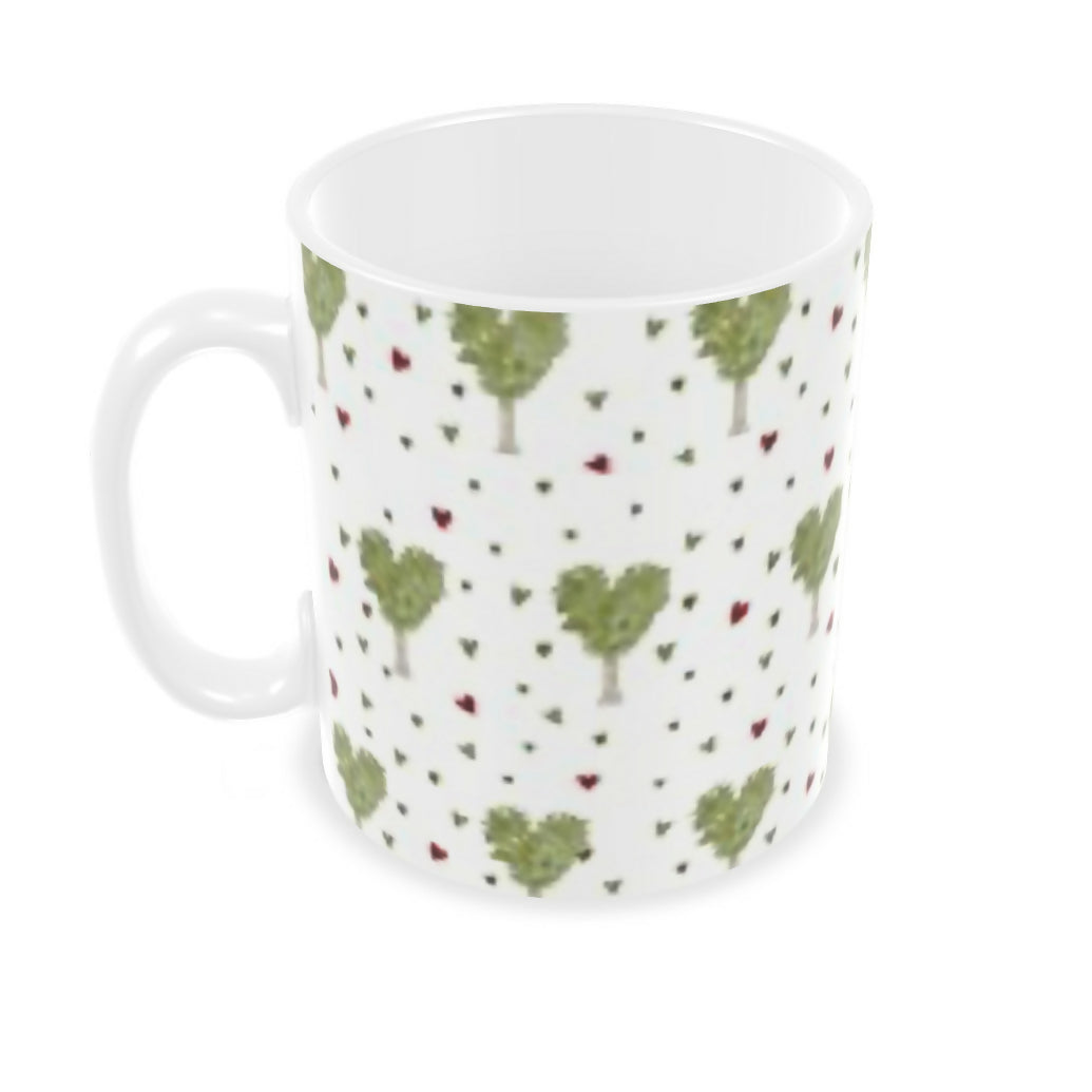 Ceramic Mug | heart tree, cottage, mushrooms art-led designs