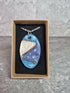 Unique Hand Crafted Oval Cyan, Blue, White Swirl Bohemian Style Pendant