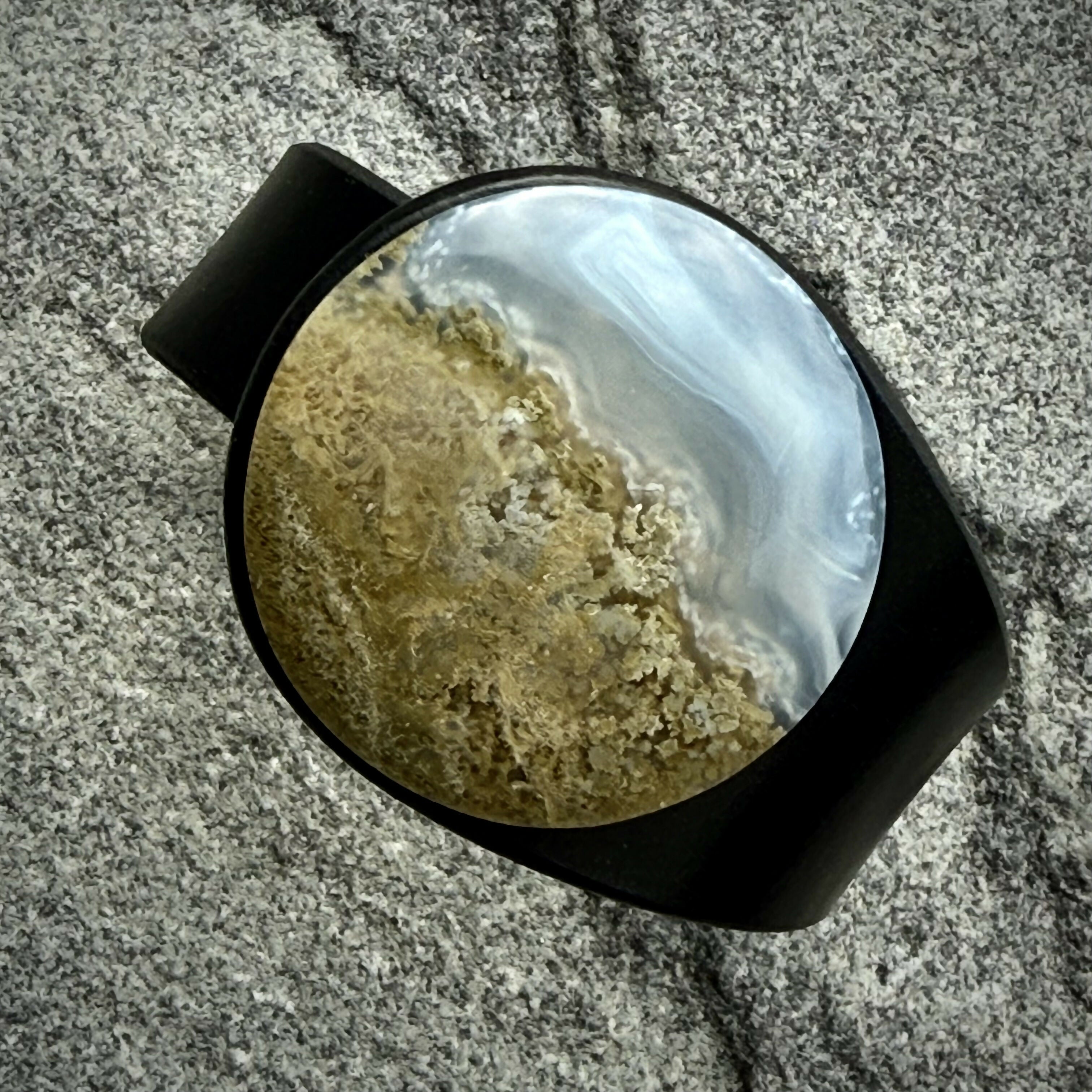 Handcrafted Natural Leather & Moss Agate Gemstone Bracelet - Size S or M