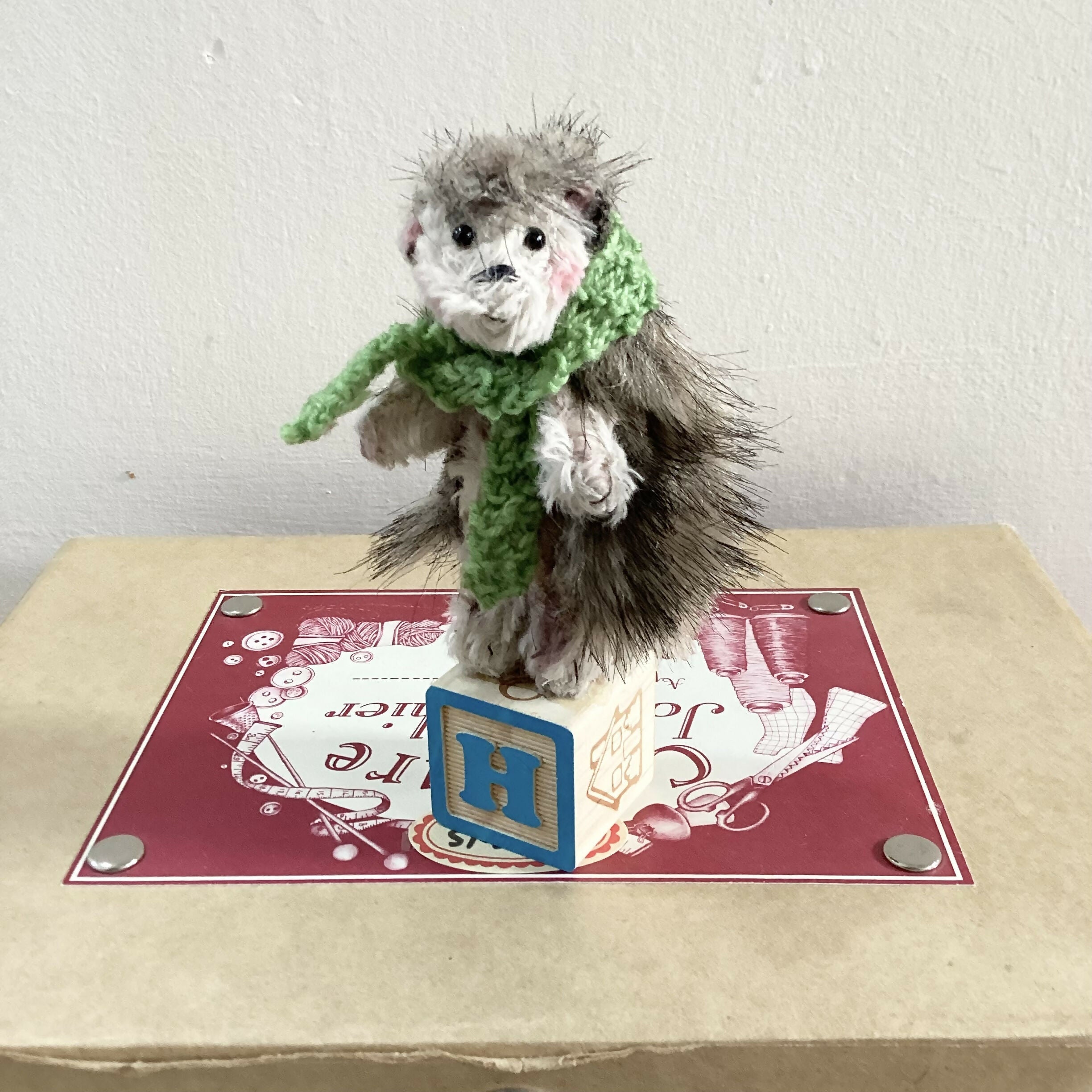 Miniature Hedgehog On Block Ornament