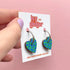 Hand Painted Green and Blue Dash Print Small Heart Hoop
