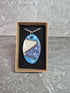 Unique Hand Crafted Oval Cyan, Blue, White Swirl Bohemian Style Pendant