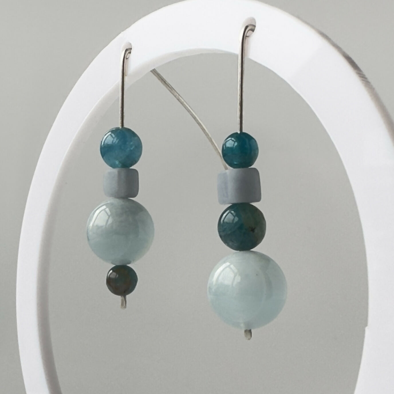 HEALING CRYSTAL & STERLING SILVER THROAT CHAKRA EARRINGS