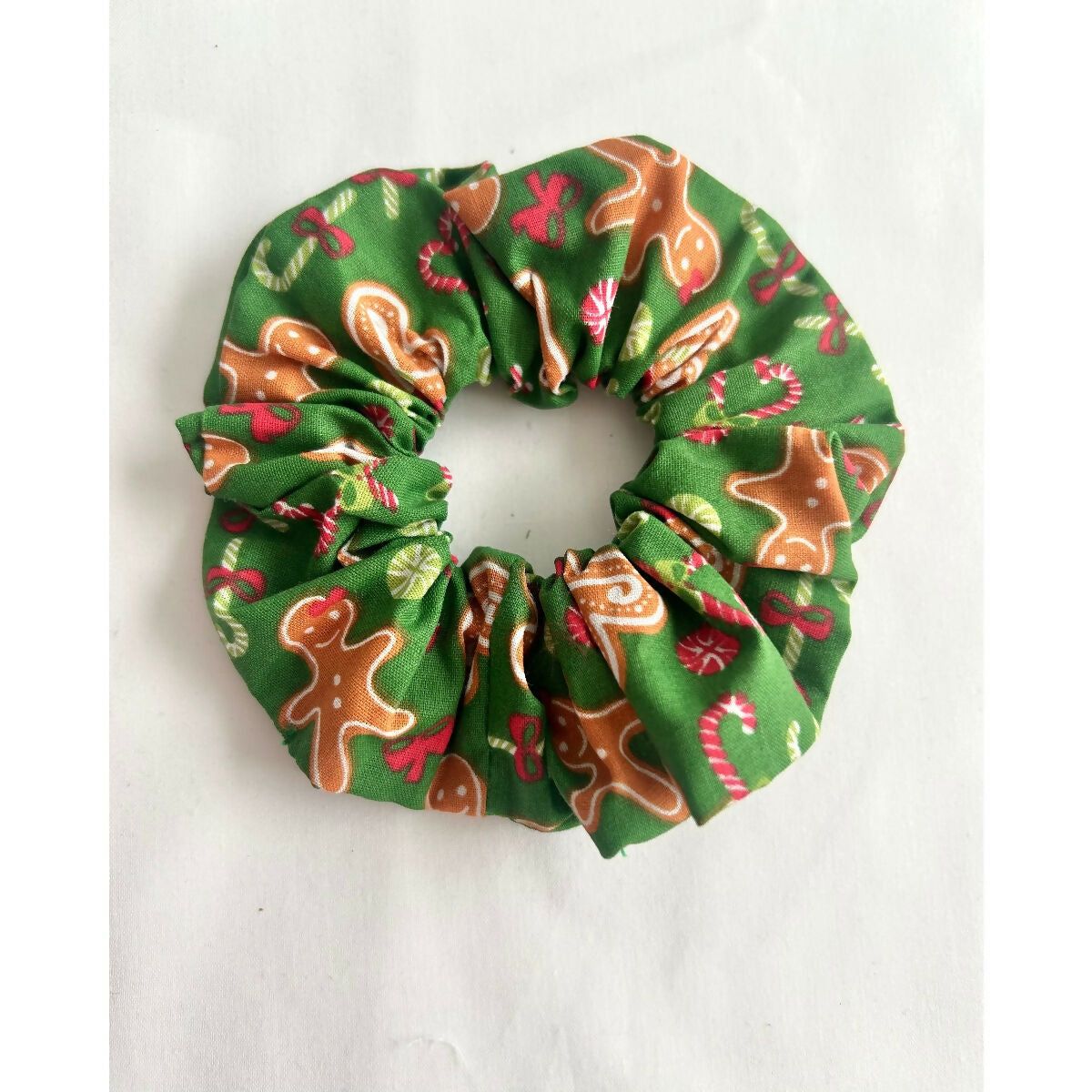 Green Gingerbread Man Christmas Hair Scrunchie