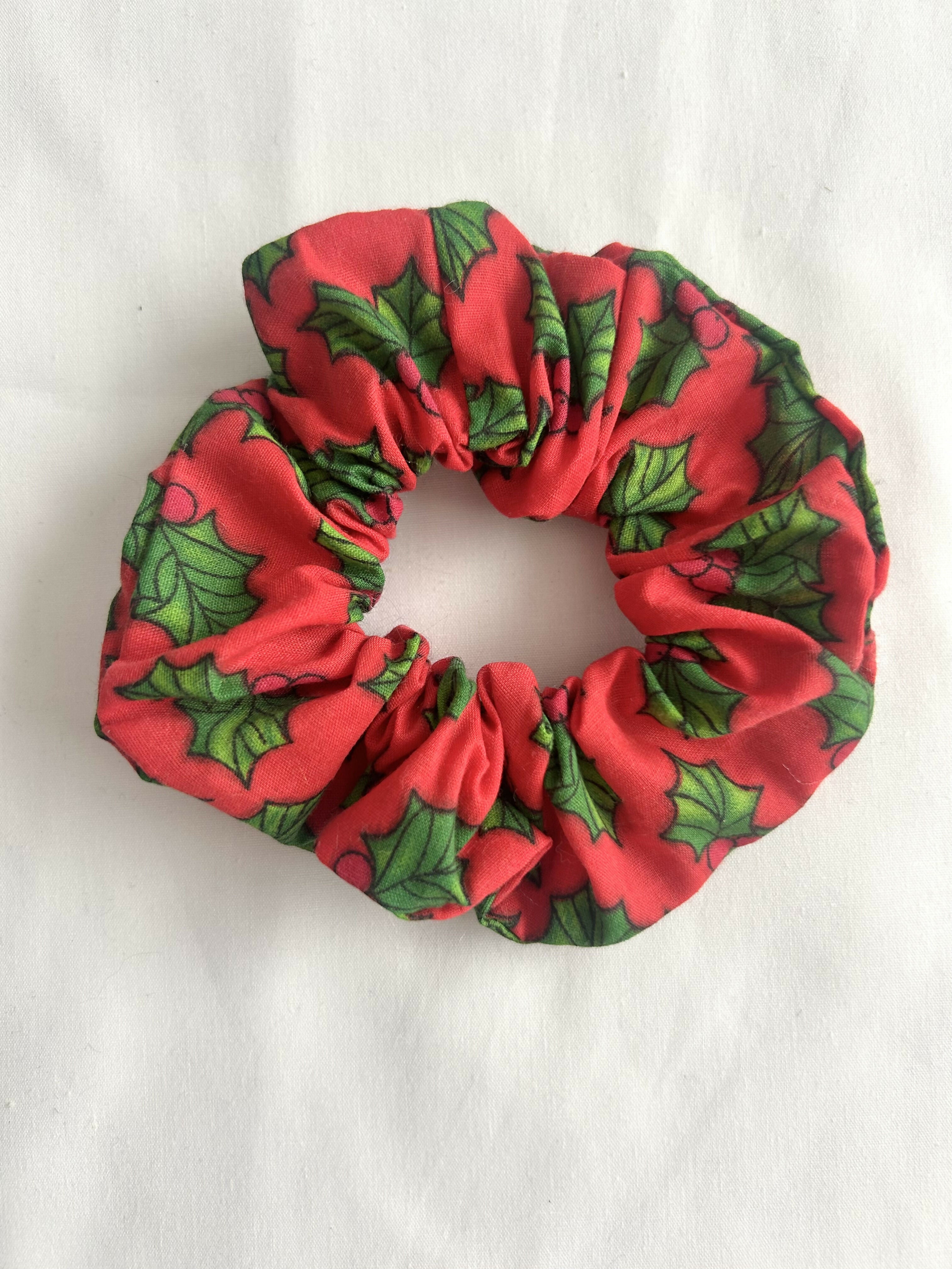 Red Holly Christmas Hair Scrunchie