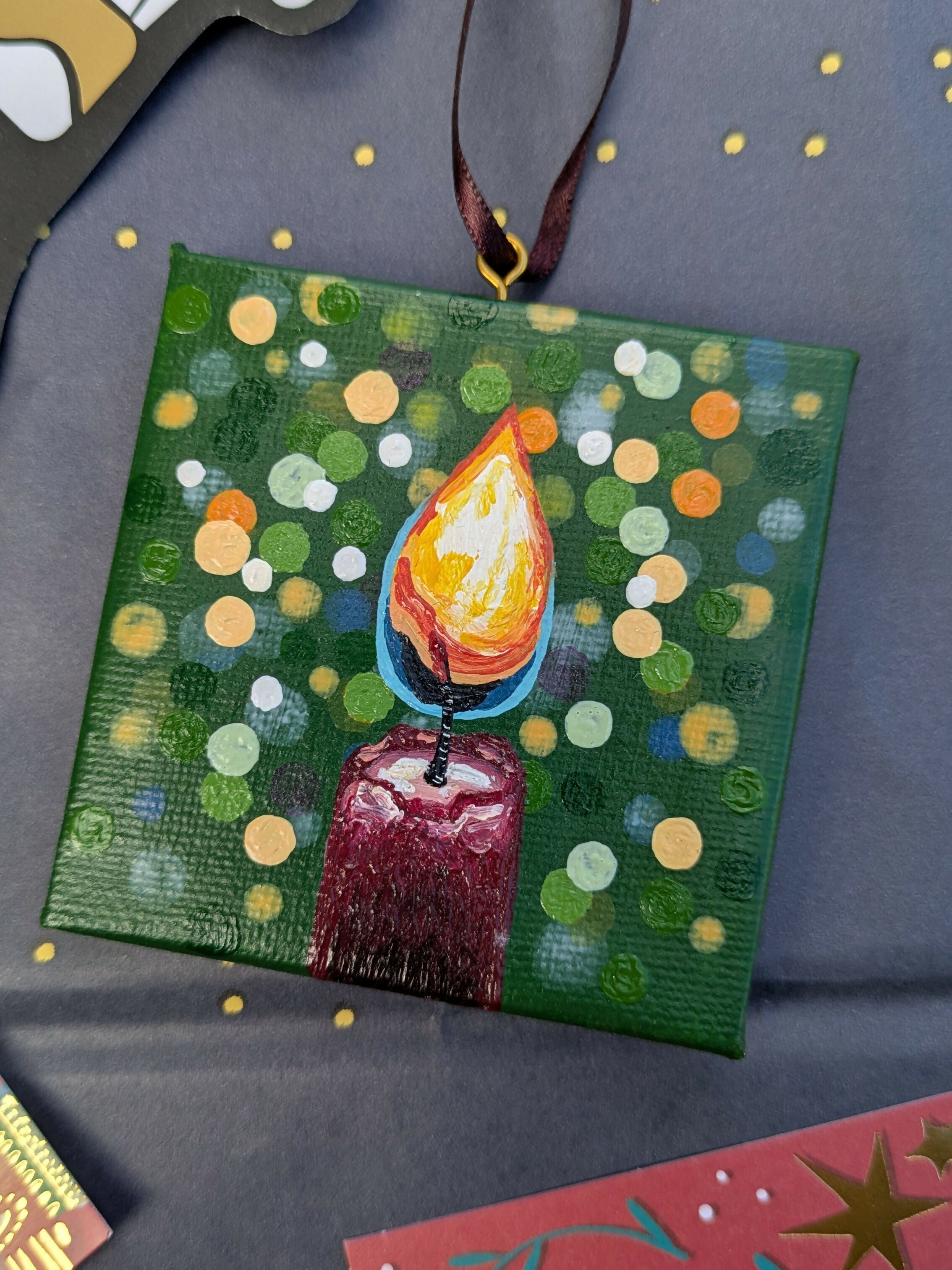 Mini Canvas Candle Christmas Decoration