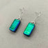 Emerald Green Dichroic Fused Glass Dangle Sterling Silver Earrings - Handmade by Jade Tapson Glass.