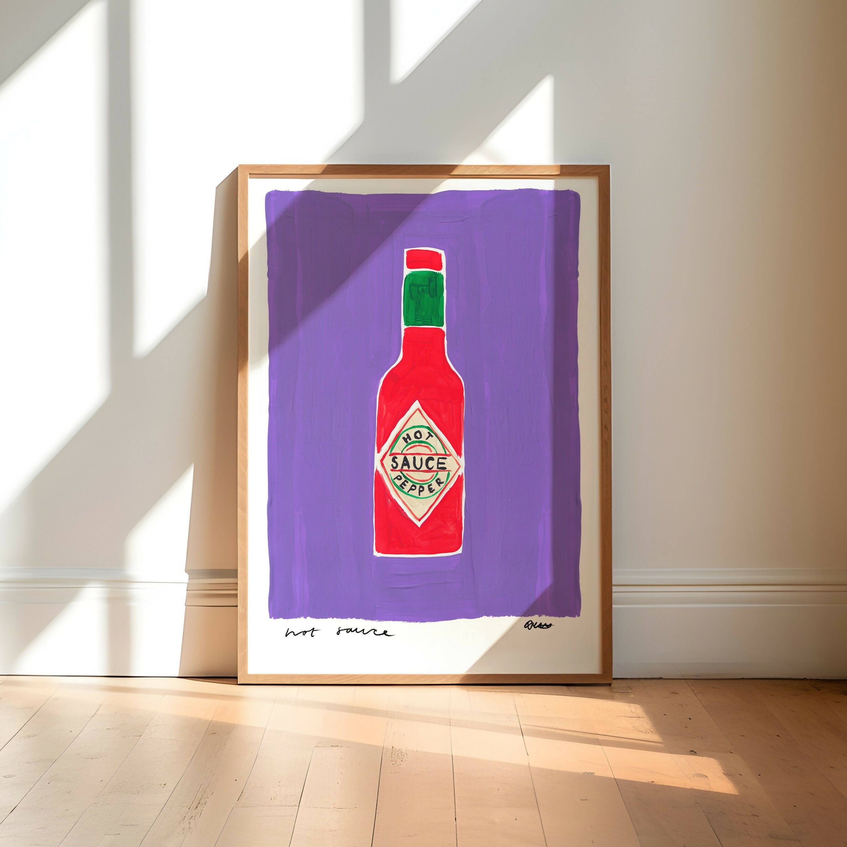 Hot Sauce Hand Painted Art Print