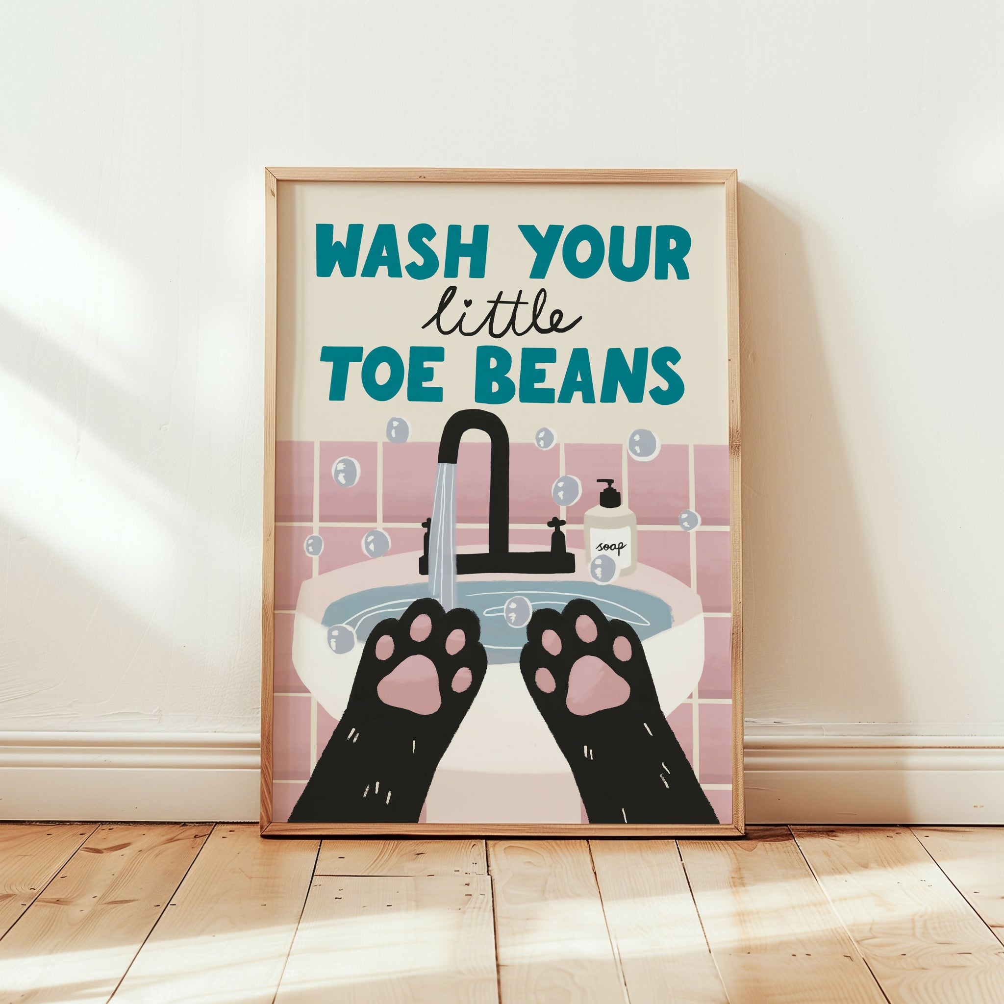 Wash Your Little Toe Beans Cat Print