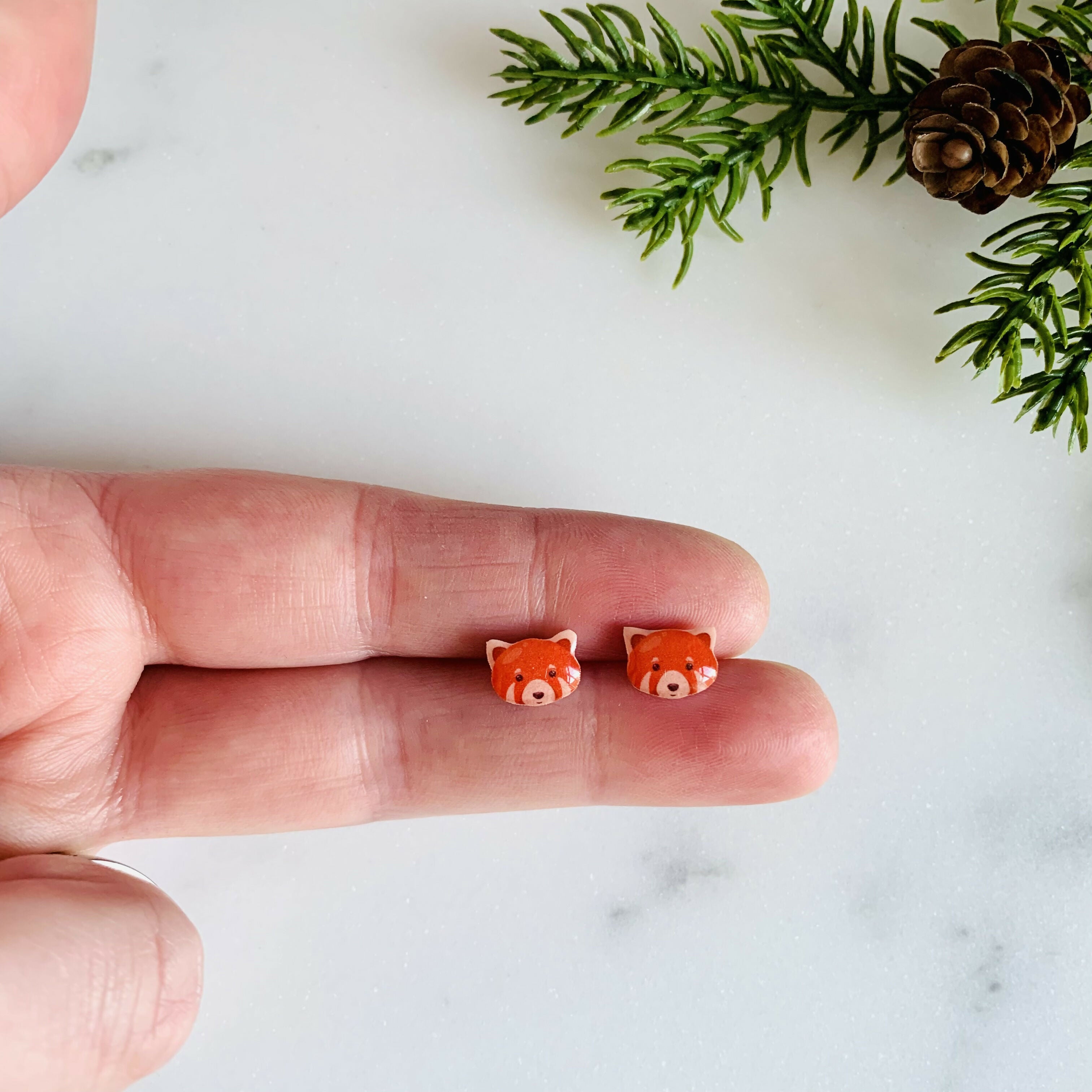 Red Panda Stud Earrings