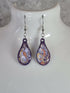 Handcrafted Tear Drop Purple, Silver, Gold And Orange Earrings