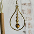 Tiger's Eye Raindrop Earrings; Gold Brass Wire Teardrop Crystal Boho Earrings