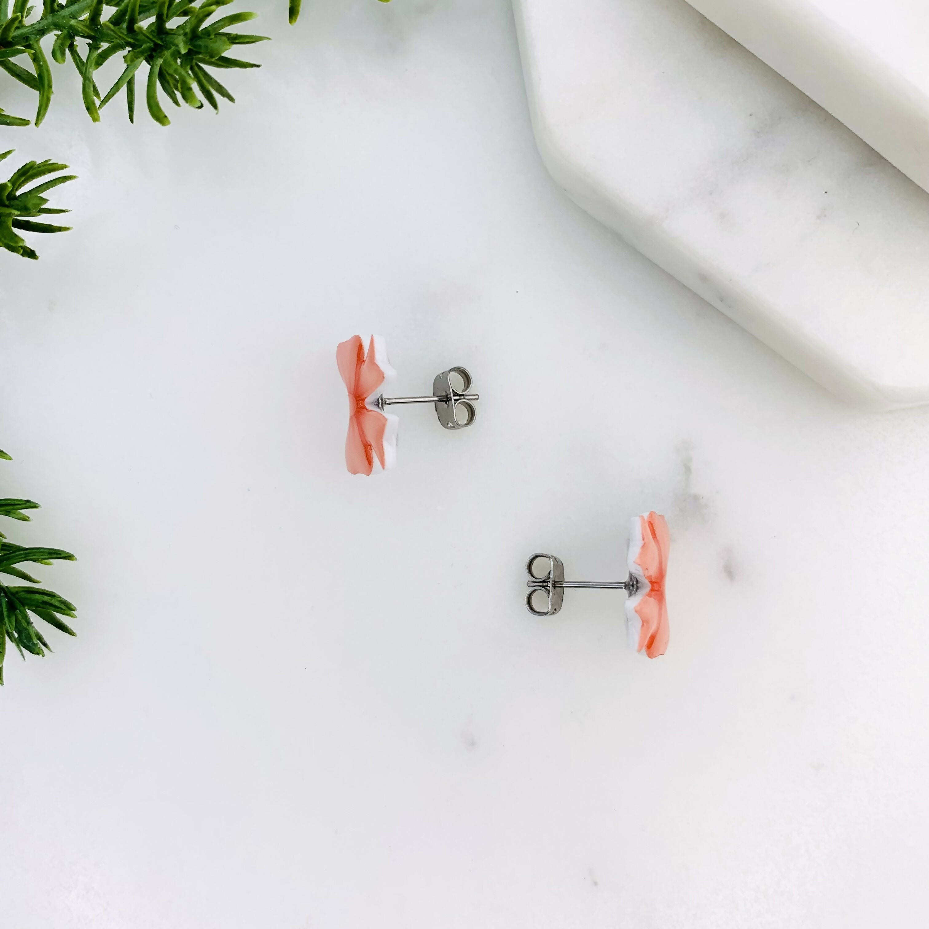 Pink Bow Stud Earrings