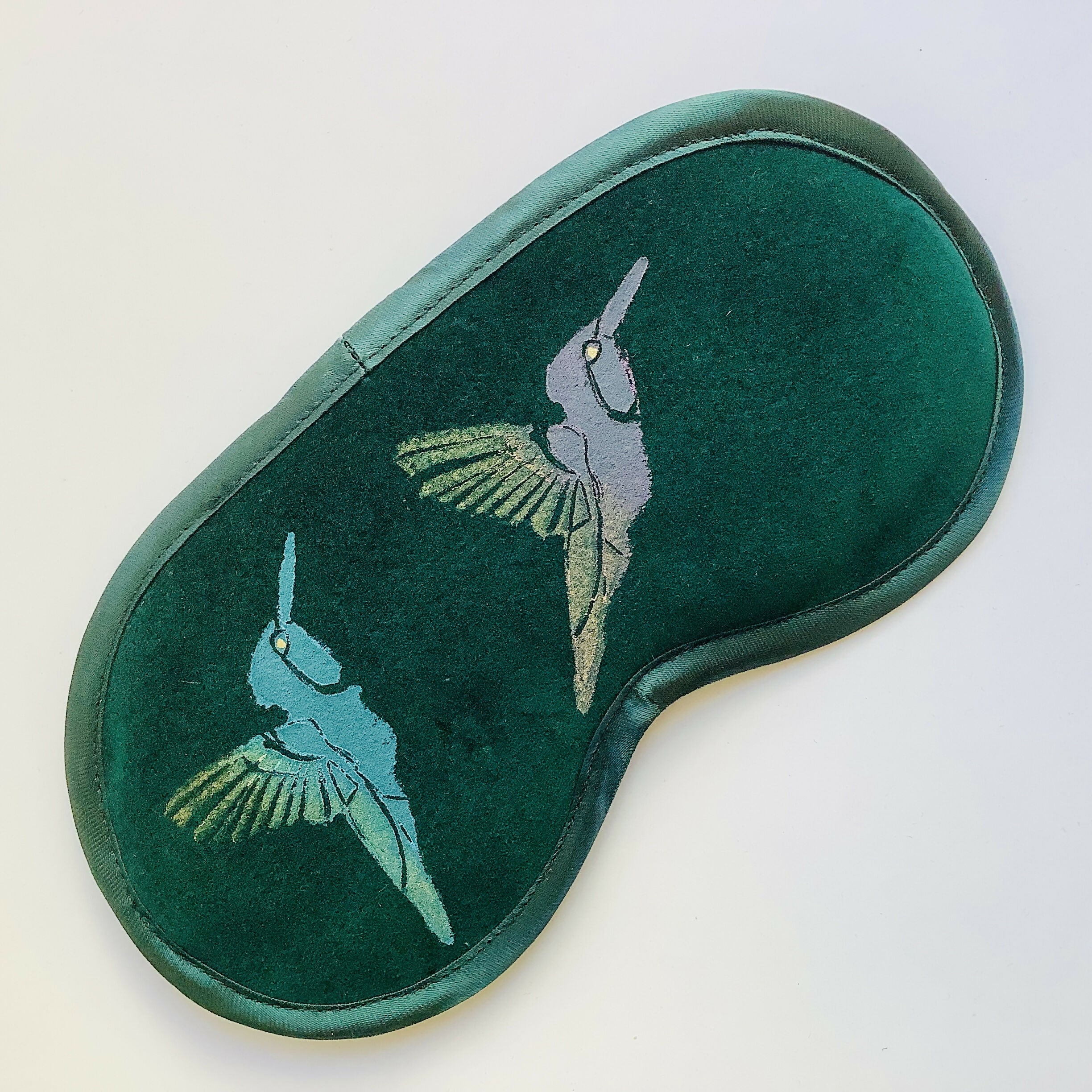 Green Hummingbird Velvet Lavender Eye Mask