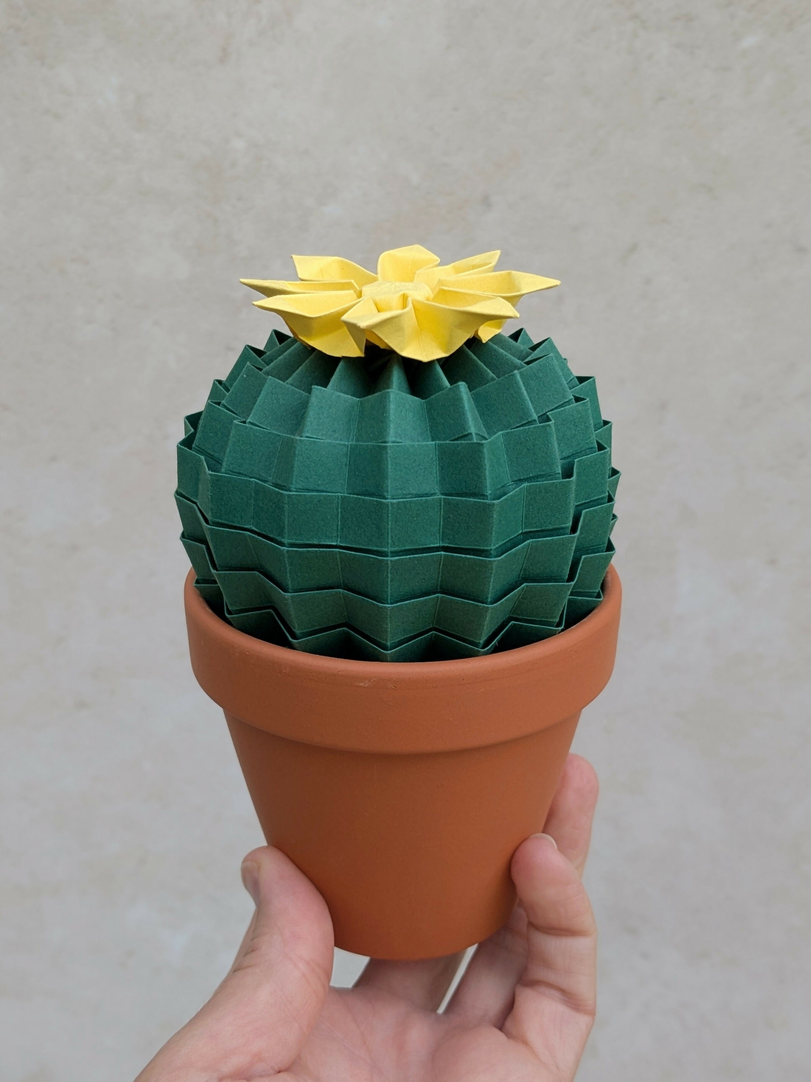 Origami Paper Cactus in Terracotta Pot