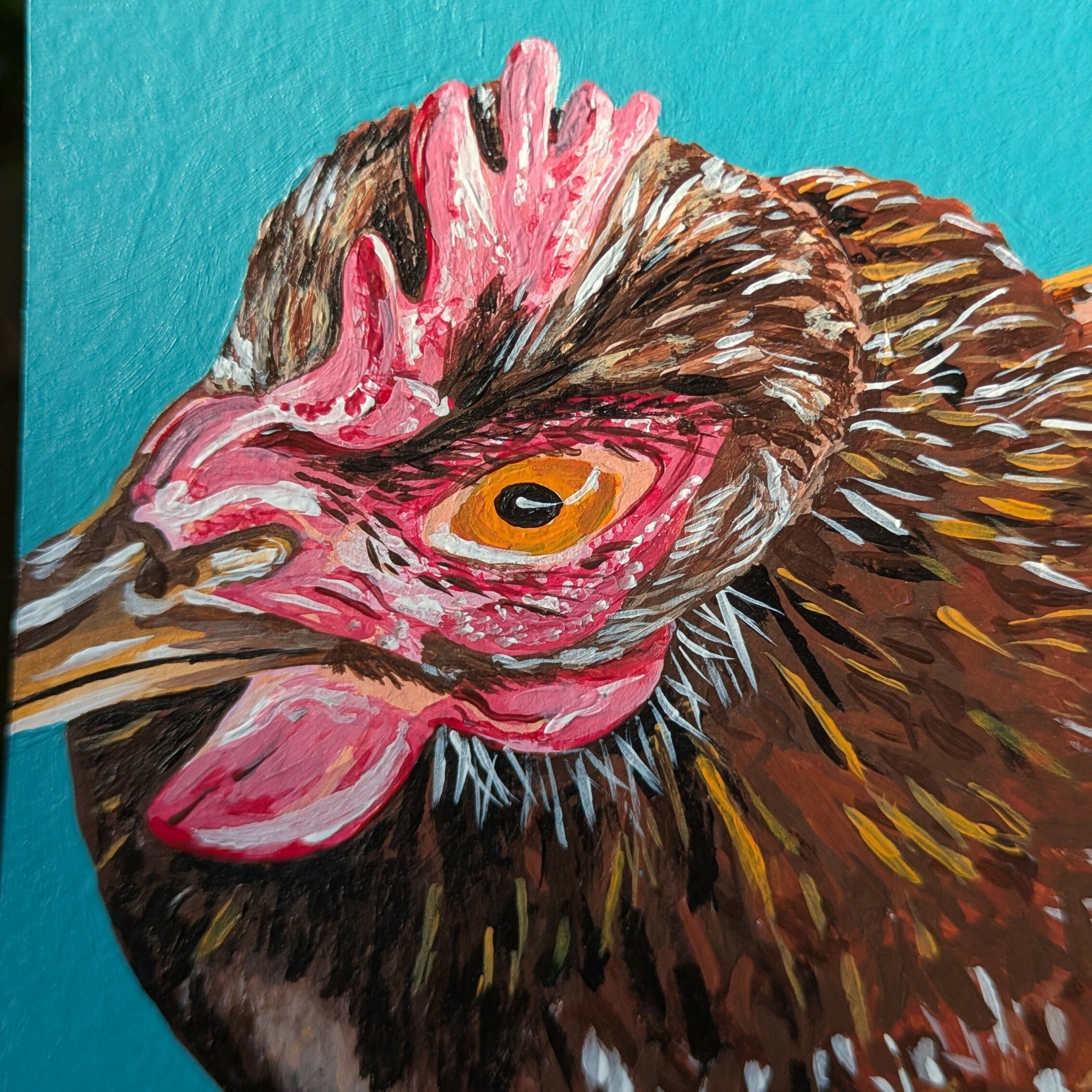 Bold & Colourful Painted Chicken Portrait