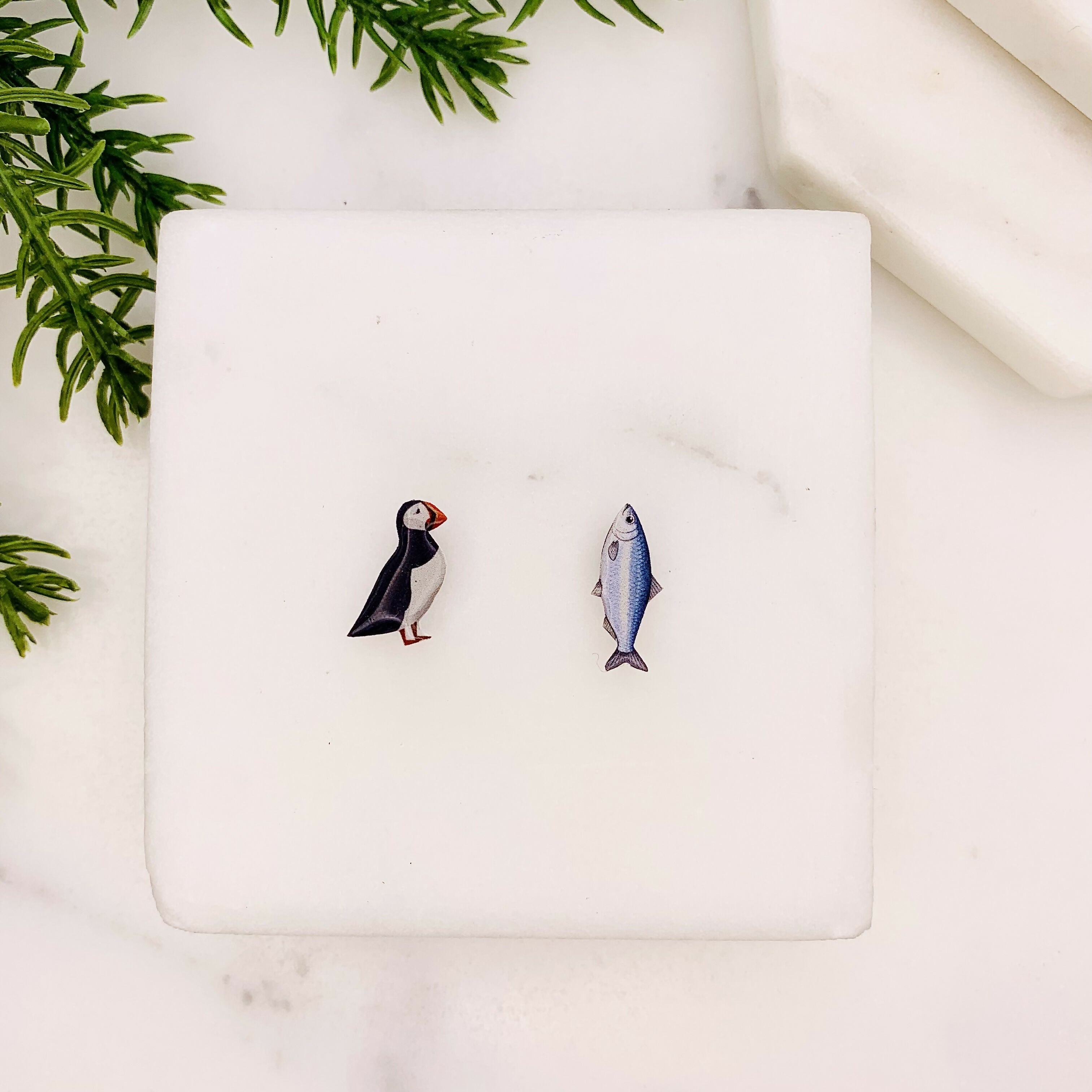 Puffin & Sardine Mismatched Stud Earrings