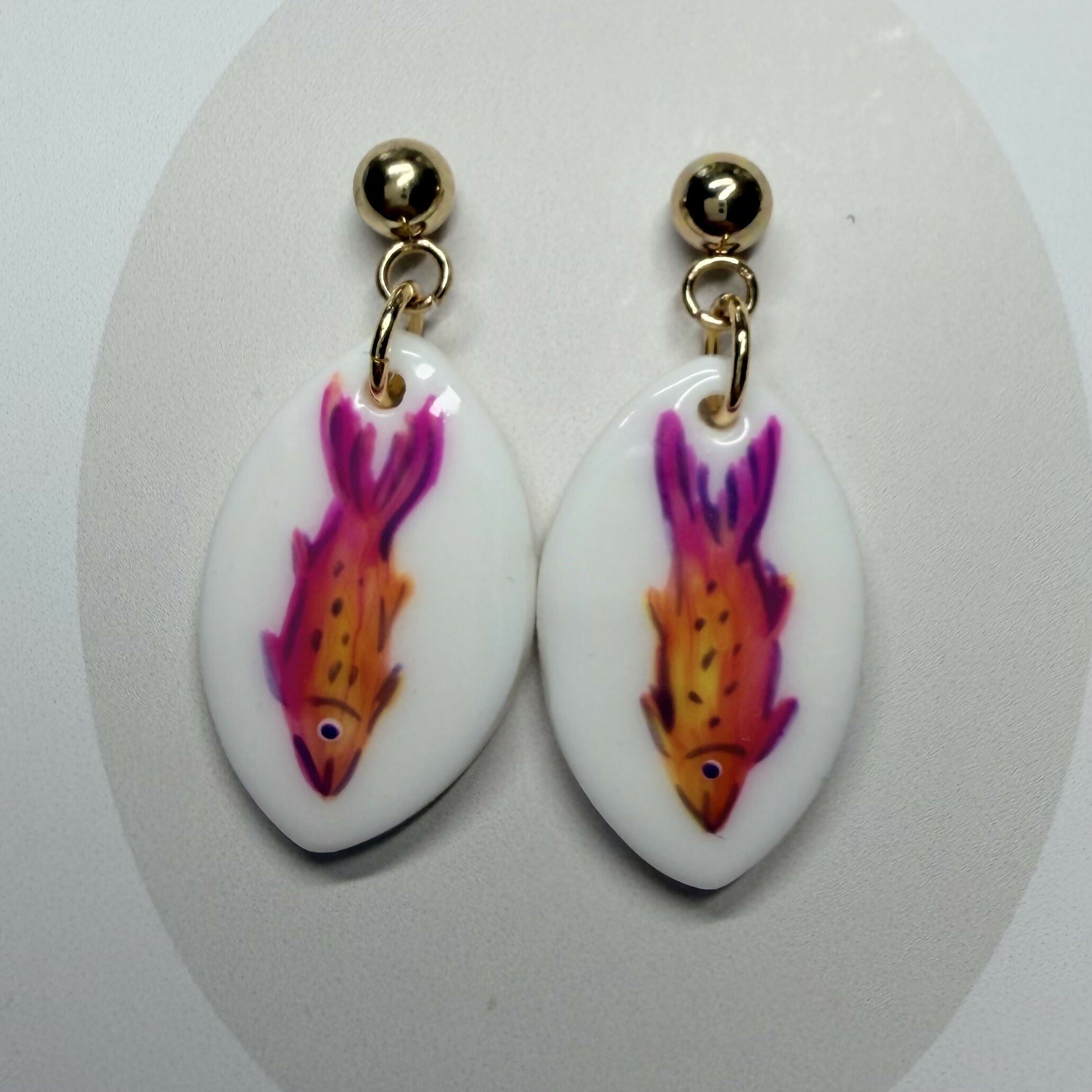 Rainbow Fish Polymer Clay Earrings