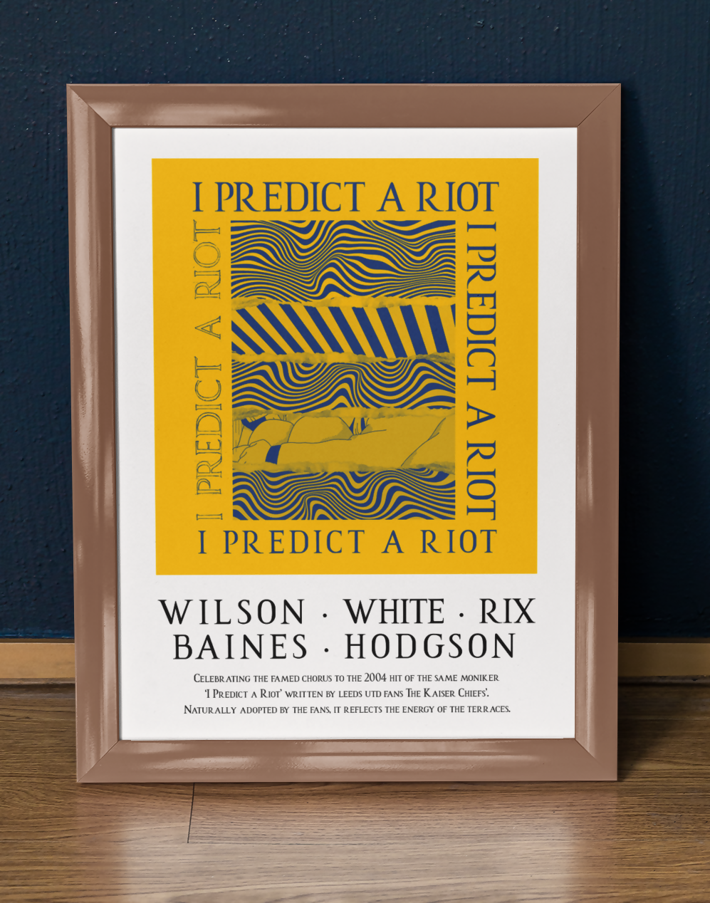 Leeds Utd Art Print LYRICS Design in Yellow