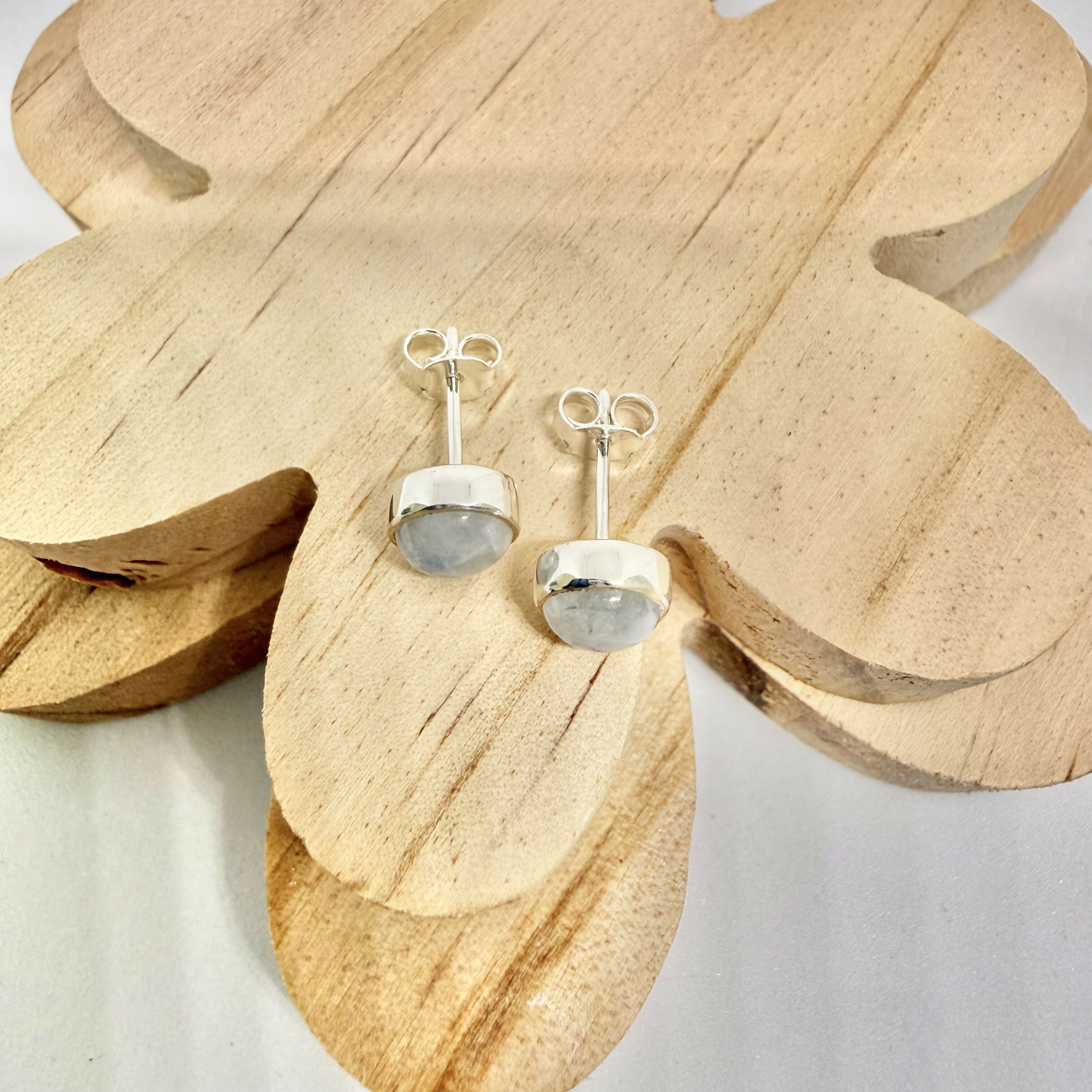 BLUE MOONSTONE STUD EARRINGS