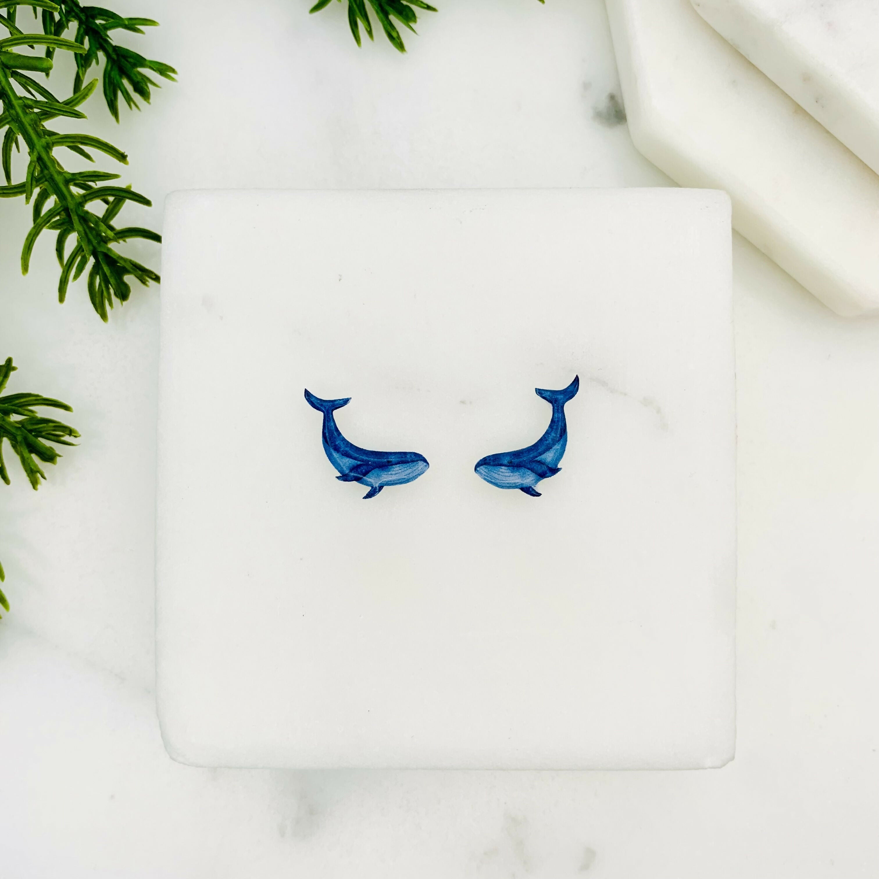 Blue Whale Stud Earrings