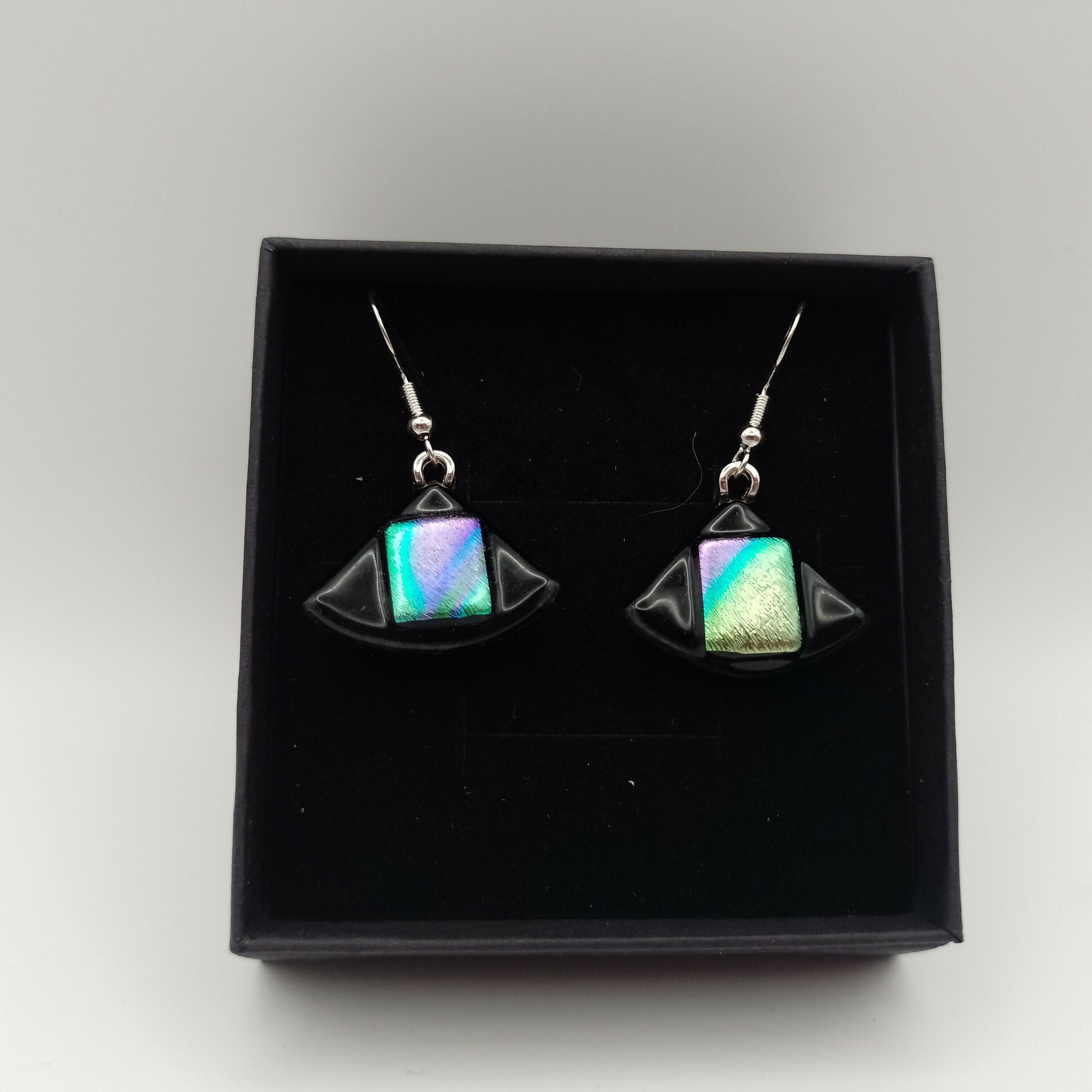 Triangular Dichroic Glass Earrings
