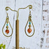 Gold Wire Crystal Earrings; Turquoise & Orange Agate Bohemian Teardrop Earrings
