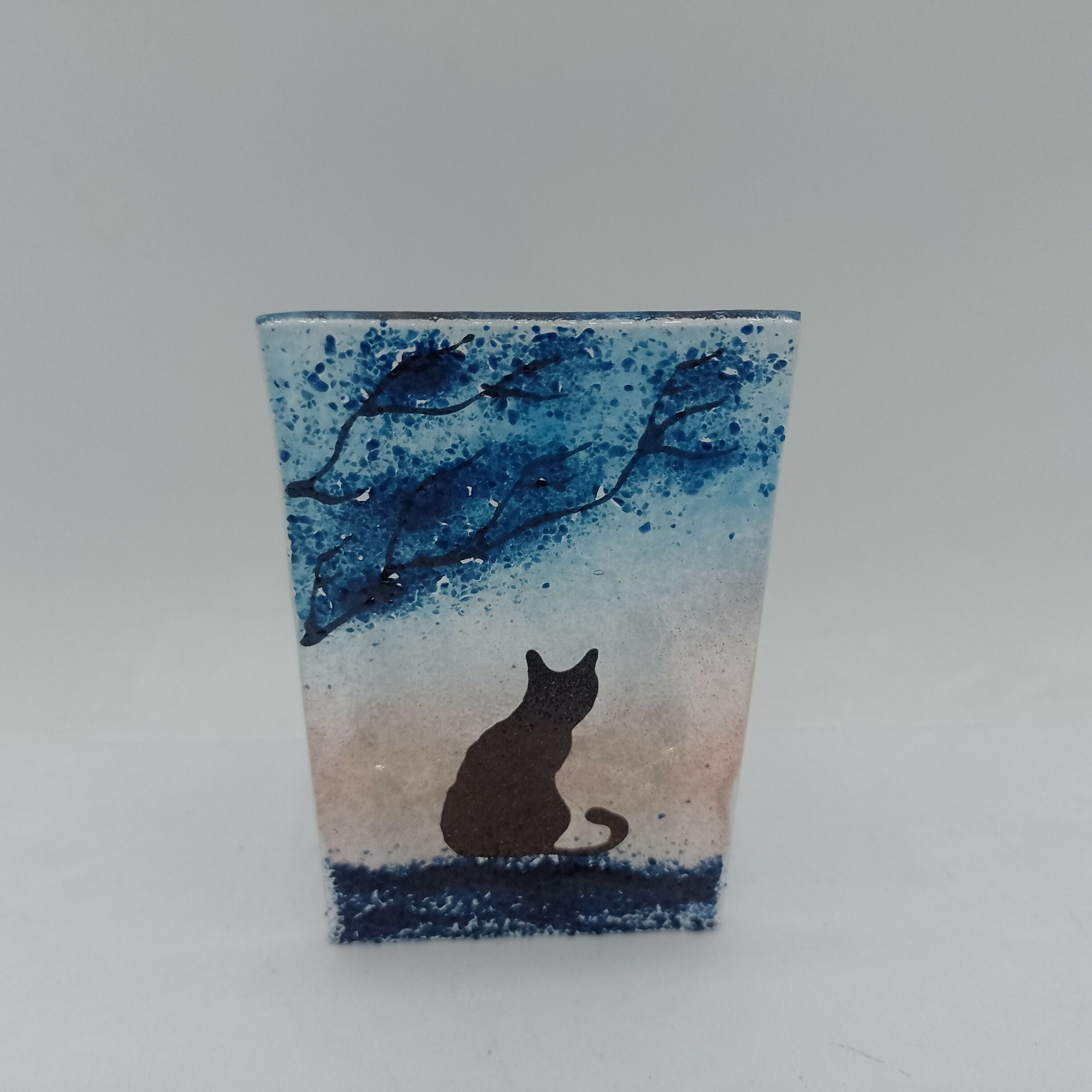 Fused Glass Silhouette Cat Tealight