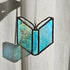 Iridescent Blue Book Stained Glass Suncatcher