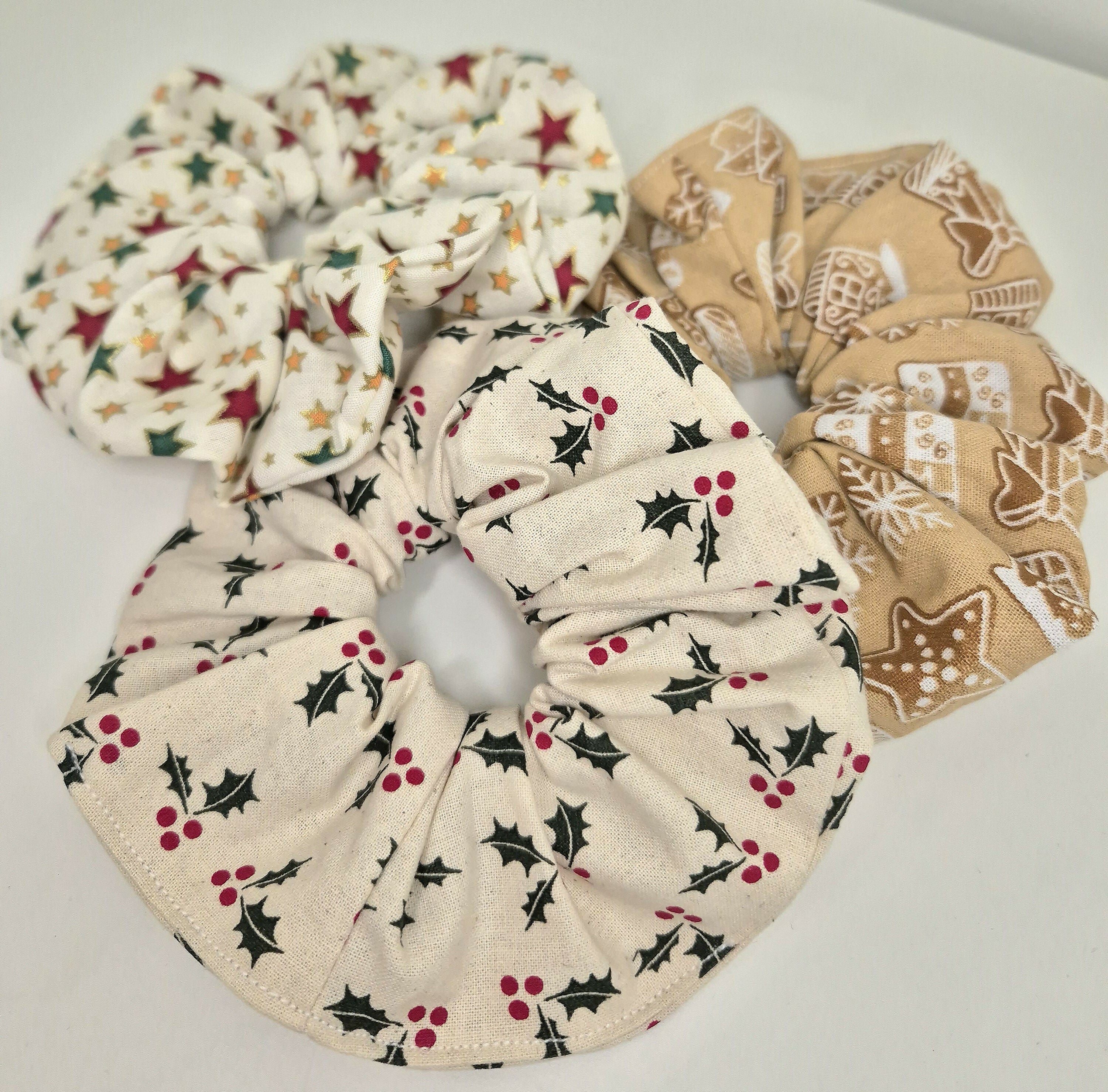 100% Cotton Christmas Festive Large Scrunchie - Various Designs