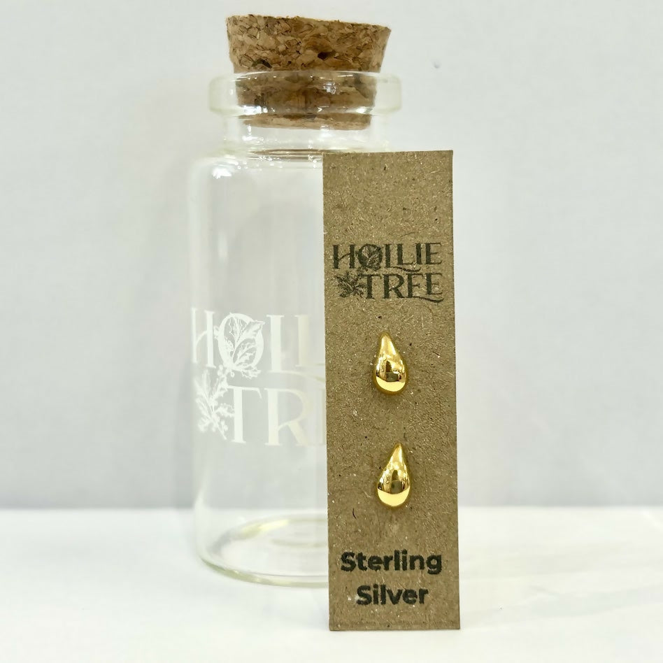 Solid Tear Drop Gold Stud