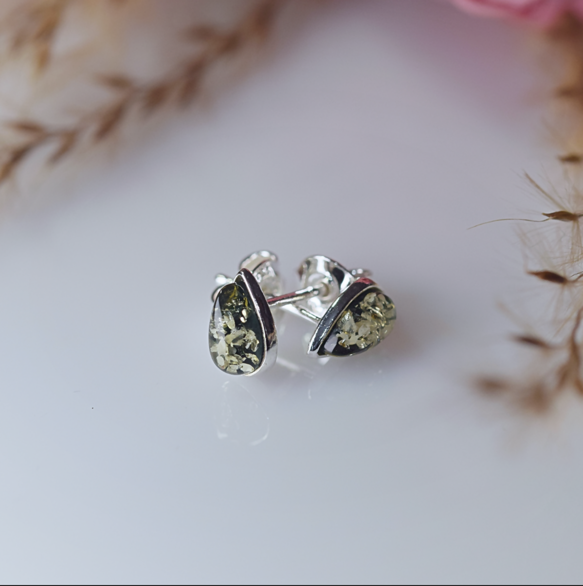 Sterling Silver Baltic Amber Earrings