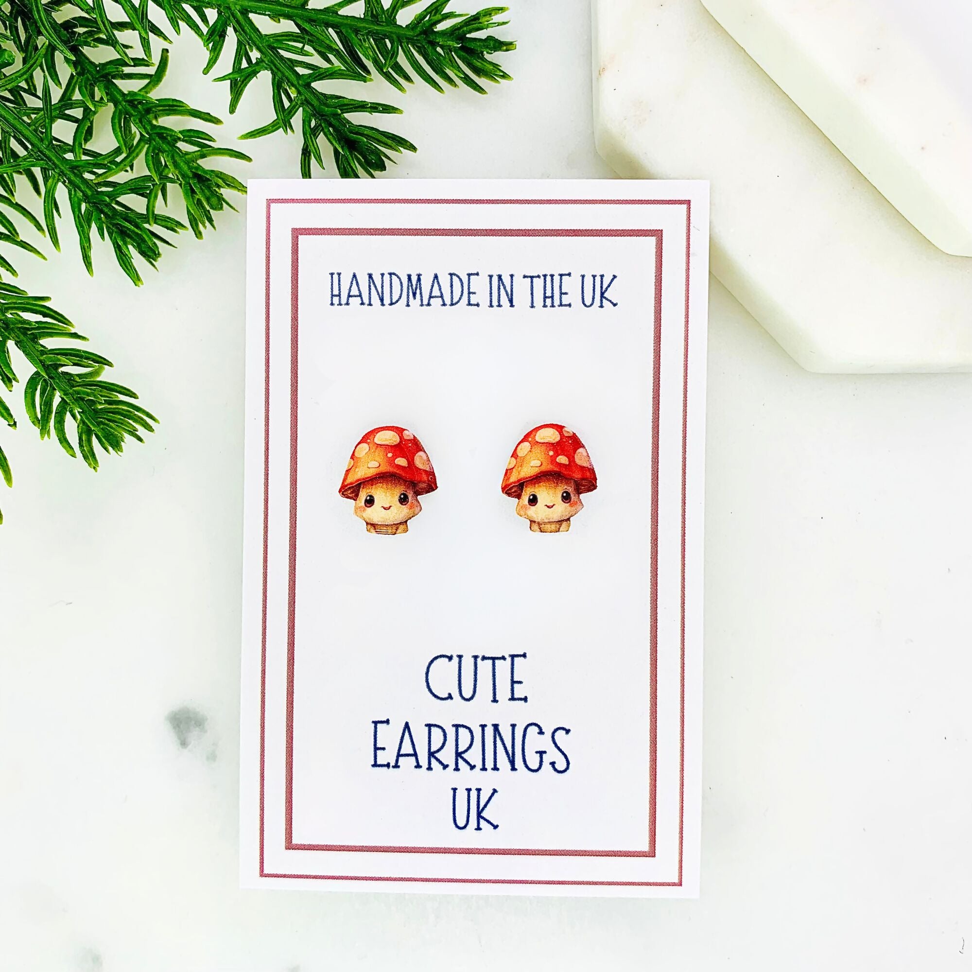 Happy Mushroom/Toadstool Stud Earrings.