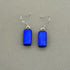 Cobalt Blue Dichroic Fused Glass Dangle Sterling Silver Earrings - Handmade by Jade Tapson Glass.