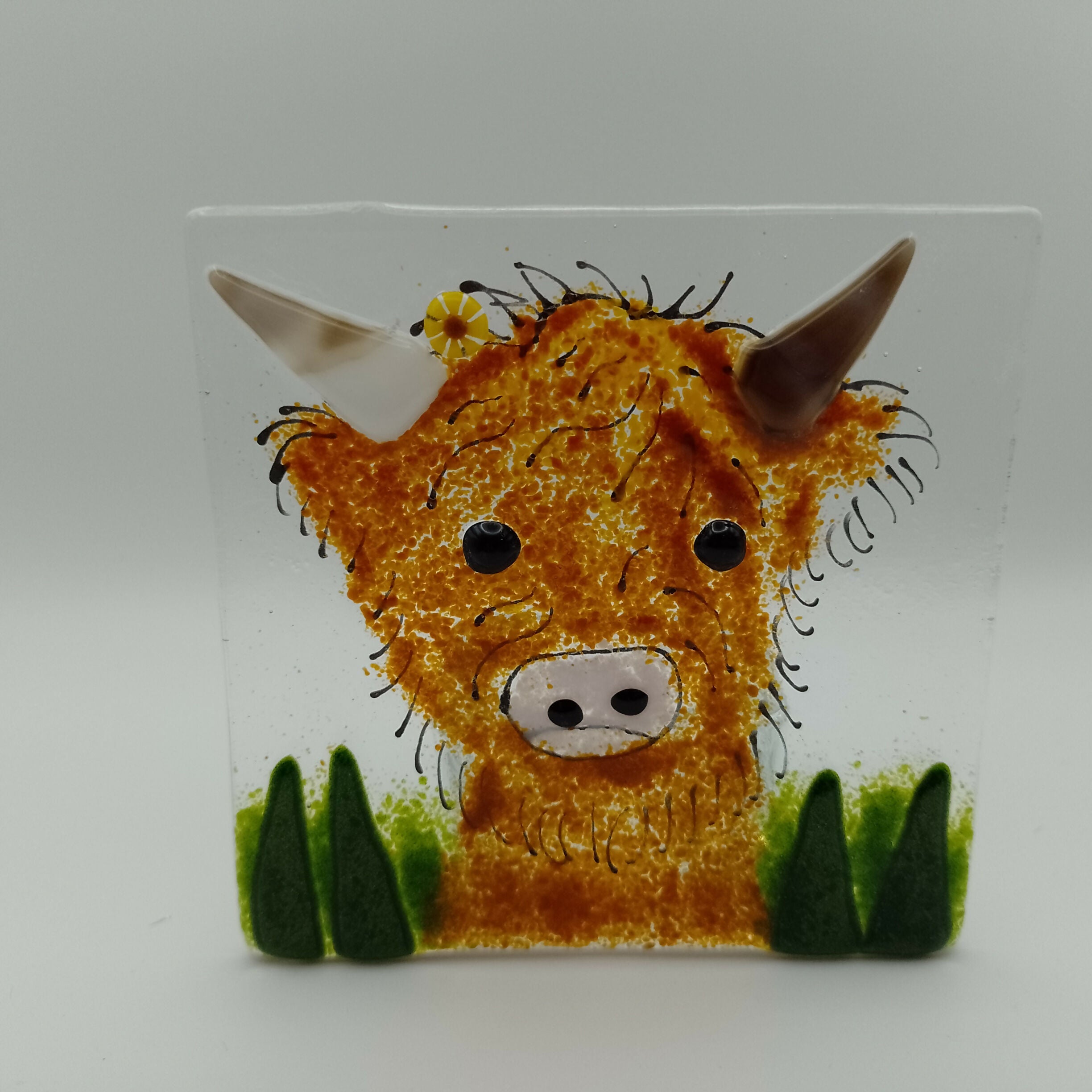 Fused Glass Highland Cow Tealight
