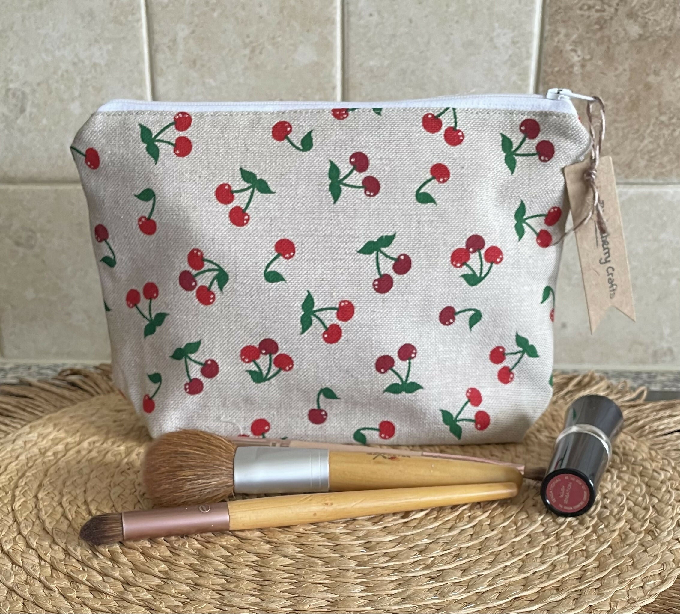 Cherry Print Cosmetics Bag/ Pencil Case