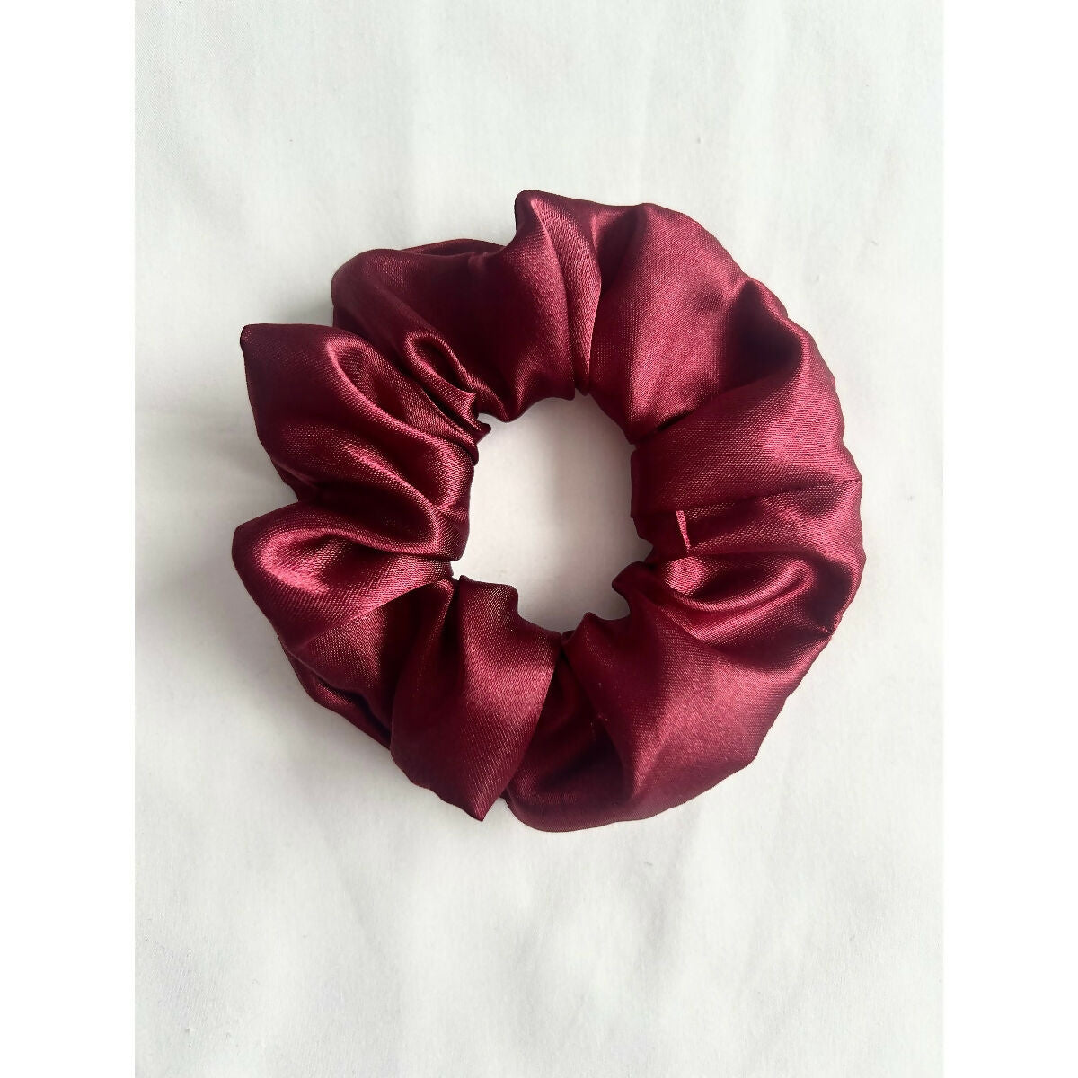 Burgundy Red Satin Christmas Hair Scrunchie