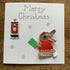 Christmas Card with Crocheted Rabbit Posting letter to Santa.