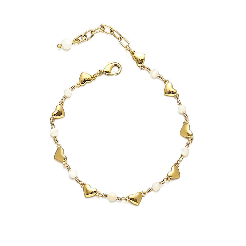 Golden Heart Bracelet | Gold & Pearl Elegance | Art & Soul