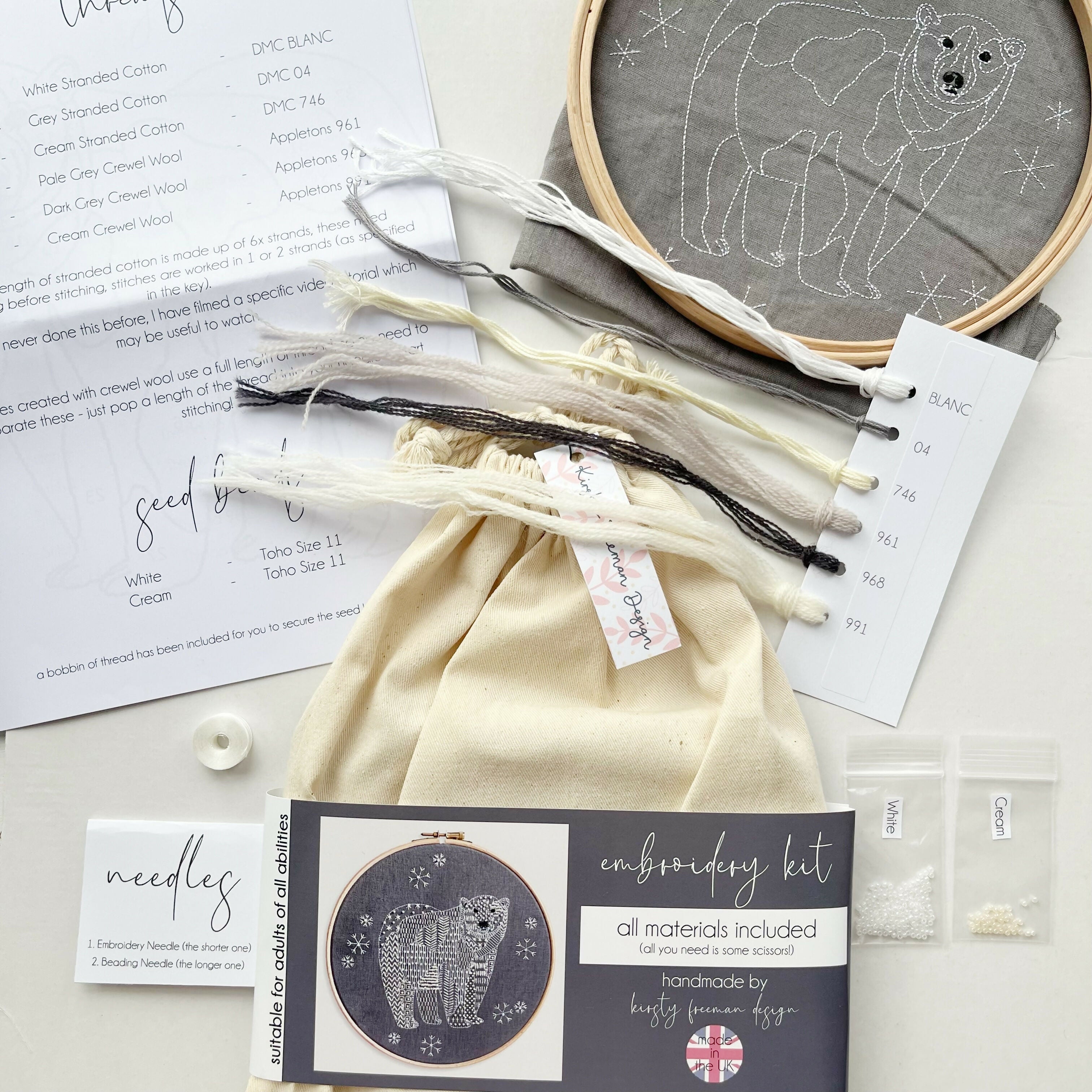 Polar Bear Modern Embroidery Kit