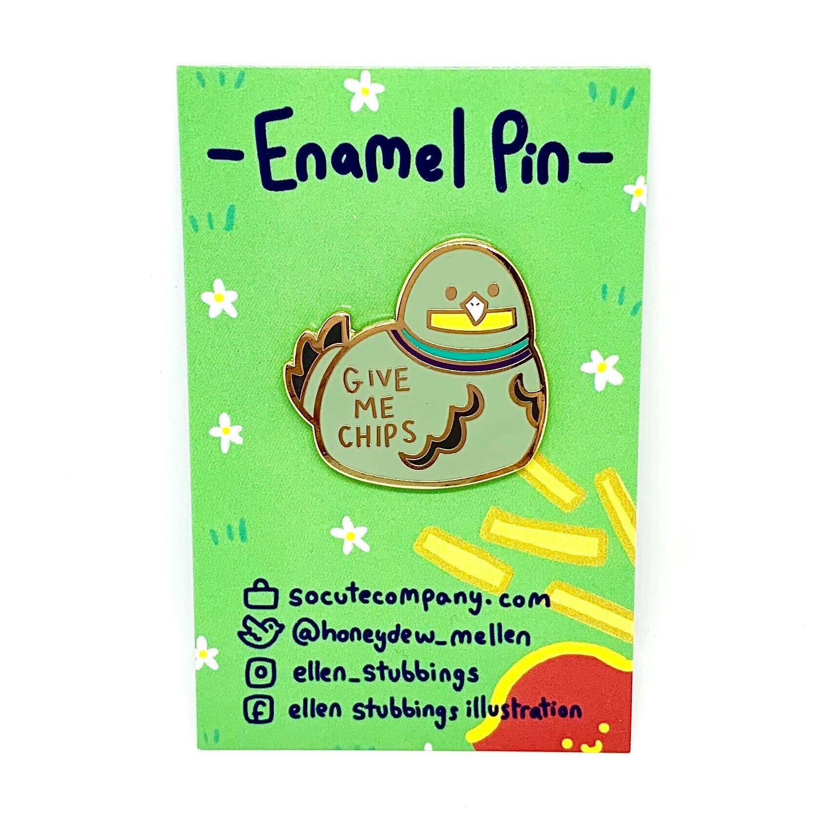 Enamel Pin - Give Me Chips Pigeon