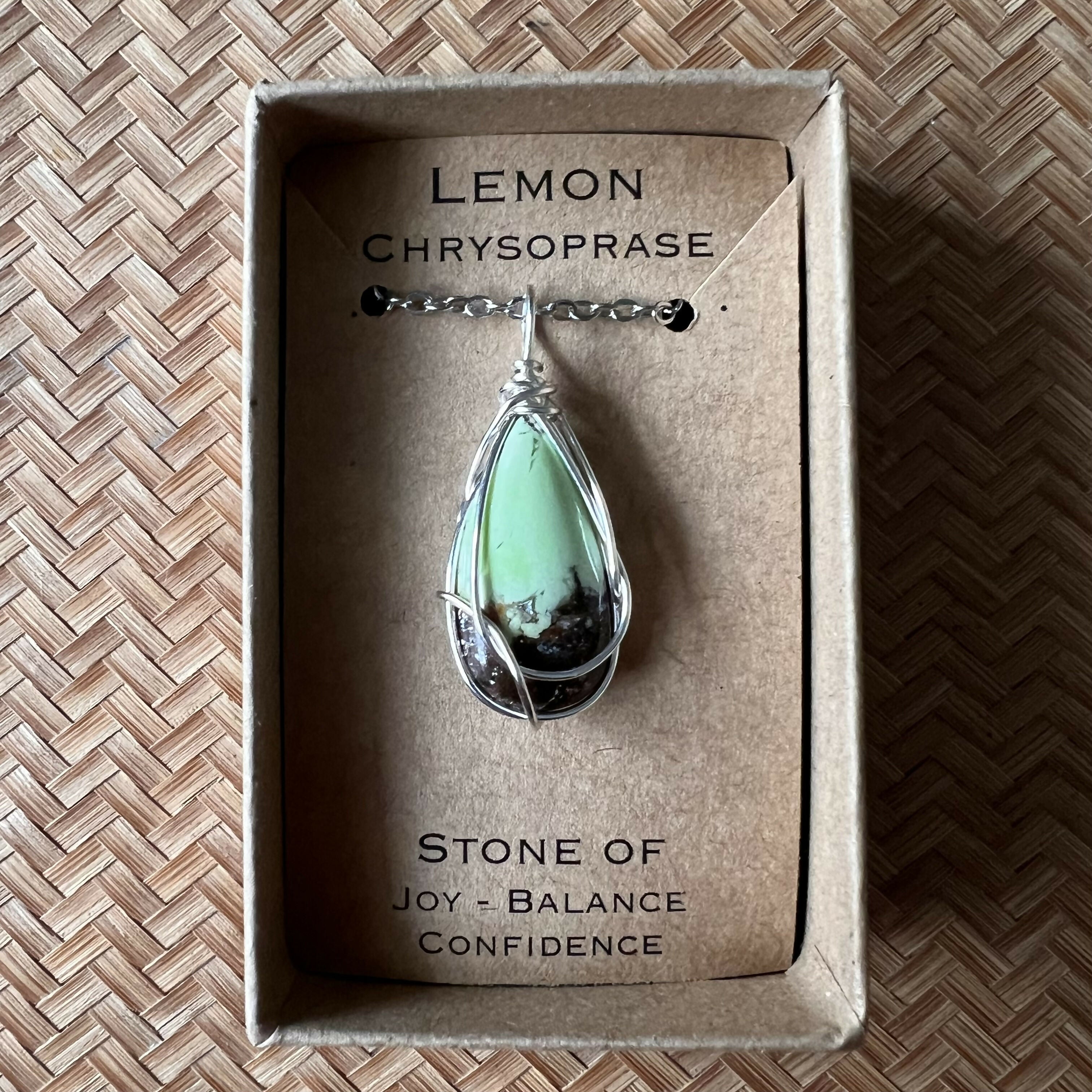 Lemon Chrysoprase Wire Wrapped Pendant
