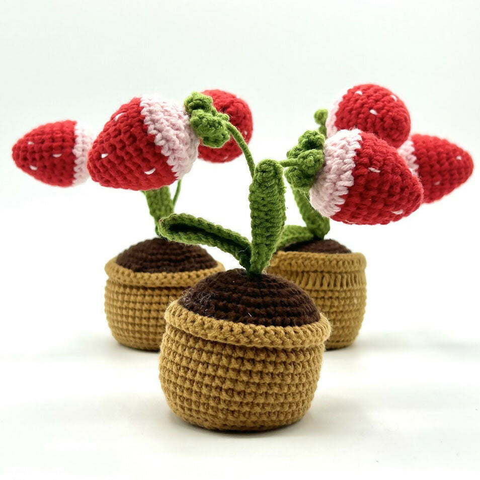 Crochet Strawberry Mini Pot